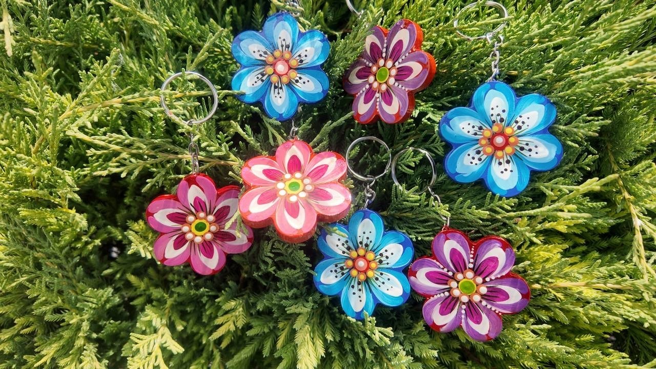 木製キーホルダー・花（製作者：巨匠ホメンコ作） - 5