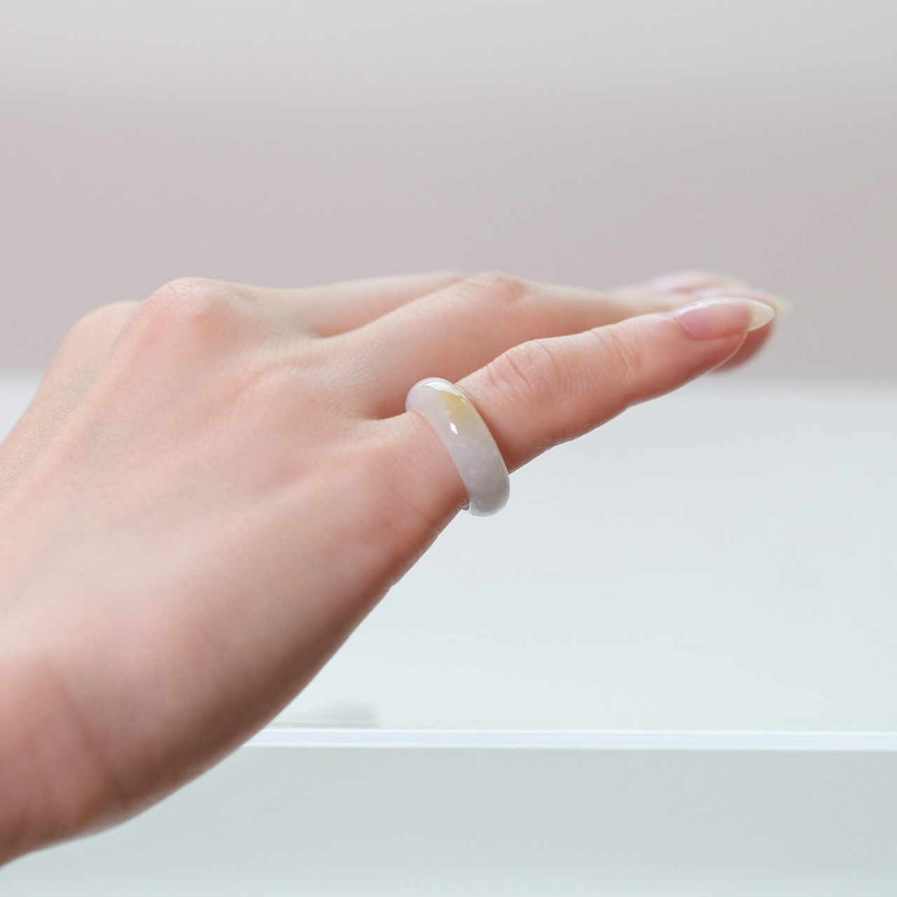 【6.5号】Point yellow 翡翠くり抜き甲丸リング A貨翡翠 jd_rg2393