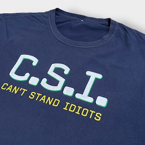 【CSI】科学捜査班 海外ドラマ ロゴ プリント Tシャツ ユーモアt 半袖 2XL相当 ビッグシルエット US古着