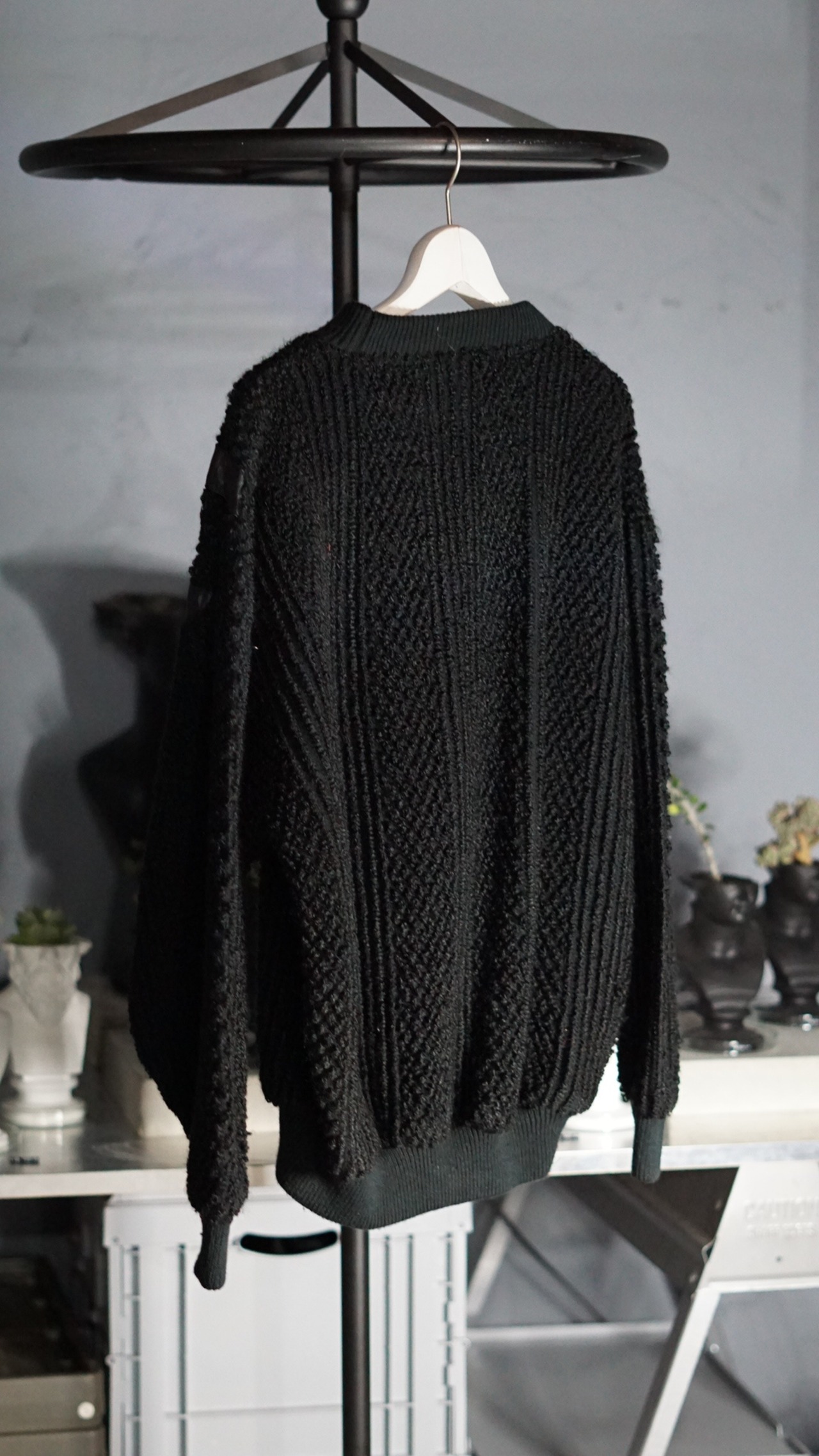 DEAD STOCK LEATHER DESIGN KNIT SWEATER