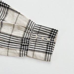 Cotton linen check switch blouse