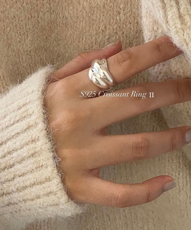 S925 croissant ringⅡ 【silver/gold】 (R164)