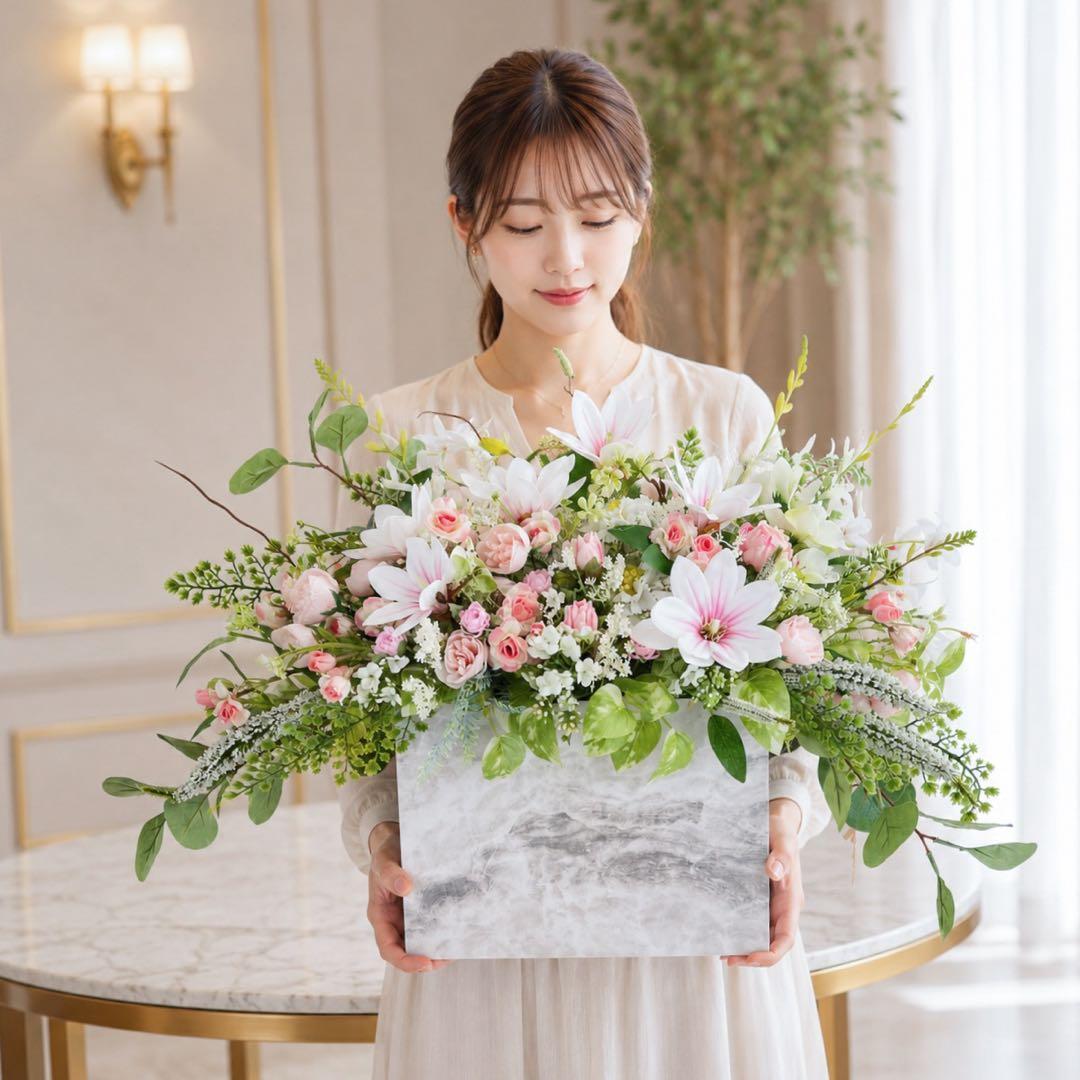 ラグジュアリー空間を彩る特大フラワーアレンジ｜光触媒加工 アート
