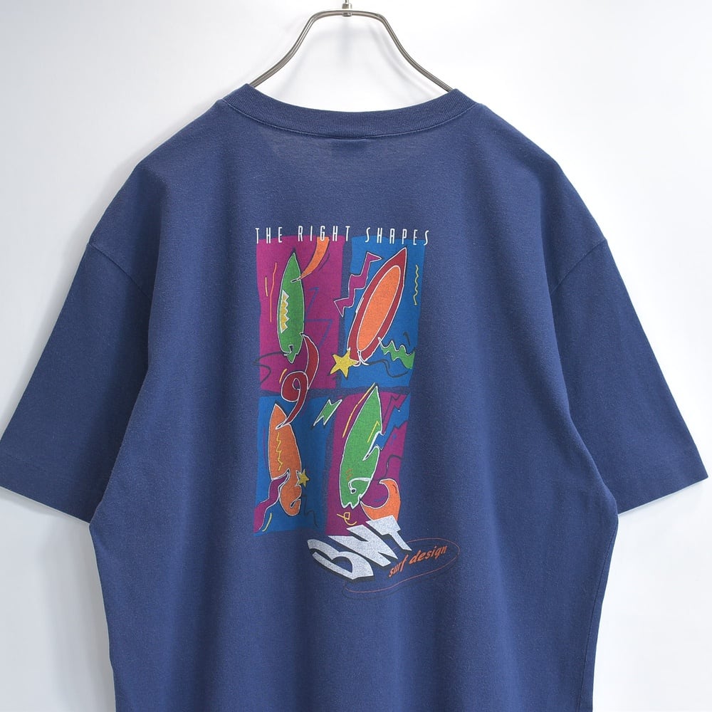 90s UNITED COLORS OF BENETTON サーフデザイン Tシャツ ポップアート シングルステッチ ネイビーパープル USED ヴィンテージ ビンテージ 古着 メンズ L
