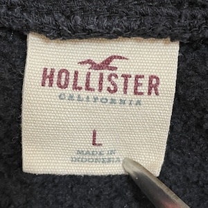 HOLLISTER パーカー プルオーバー スウェット フーディー ロゴ ボックスプリント 黒 L ホリスター us古着