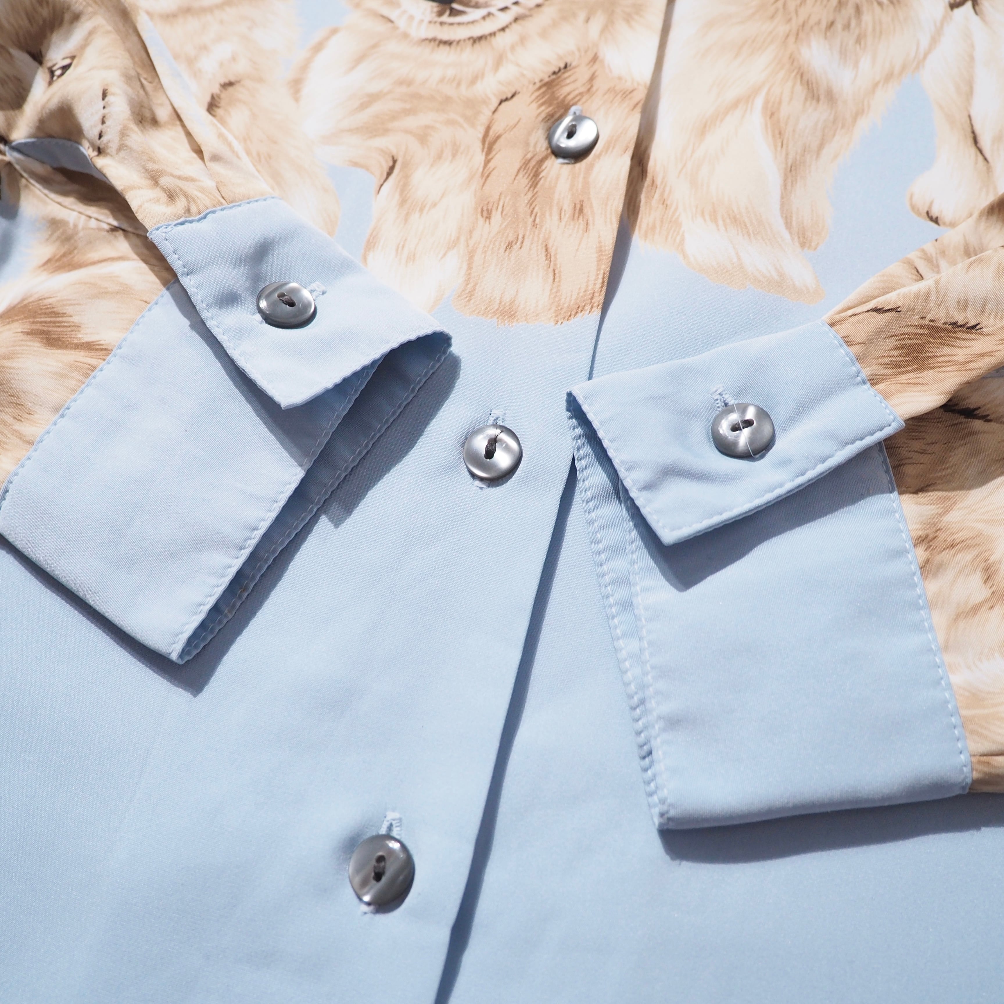 1980s Pretty Puppy Dogs printed vintage Open collar Shirt