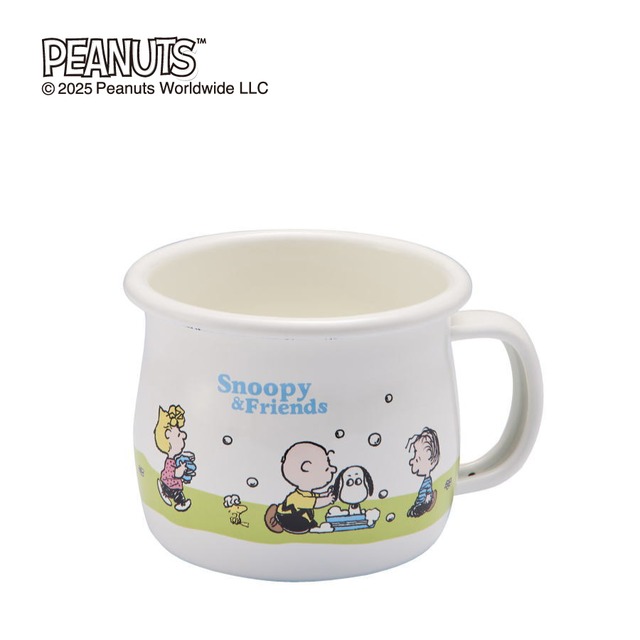 スヌーピー（SNOOPY）「グリーンフィールド」ホーローマグカップ・SNJ-2412／雑貨 琺瑯 ブランド コップ ミルク 紅茶 お茶 コーヒー TEA COFFEE キッチン グッズ　4589700557534