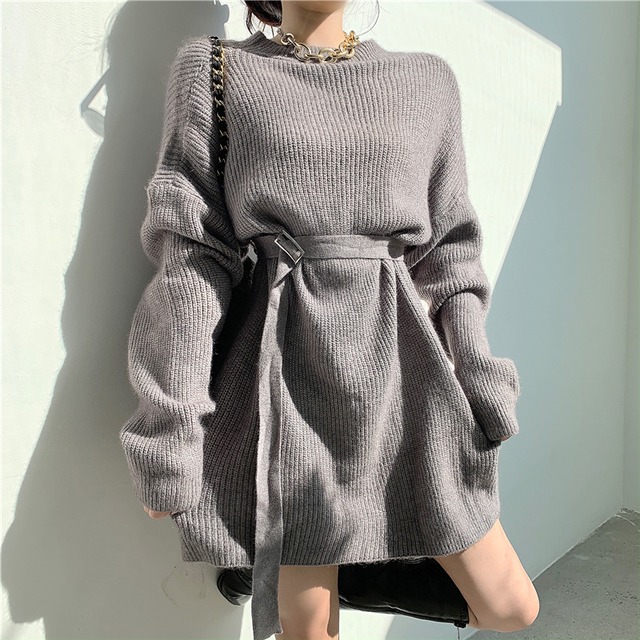 3色 ワンピース 長袖 秋冬 きれいめ ニット ワンピ ミニ丈 ボリューム袖 萌袖 クルーネック ストレート ウエストマーク ホワイト ブラック グレー S M L 大きめ ゆる かわいい きれいめ シンプル 大人 おしゃれ 無地 韓国系 コーデ スタイル 楽ちん 暖かい モテ 体型カバー 脚長 プチプラ 流行 インスタ映え こなれ感 ガーリー 存在感 抜け感 OL 通勤 学生 通学 お出かけ 女子会 お泊まり 旅行 ショッピング 映画館 バレンタイン 学生 10代 20代 30代 ニット
