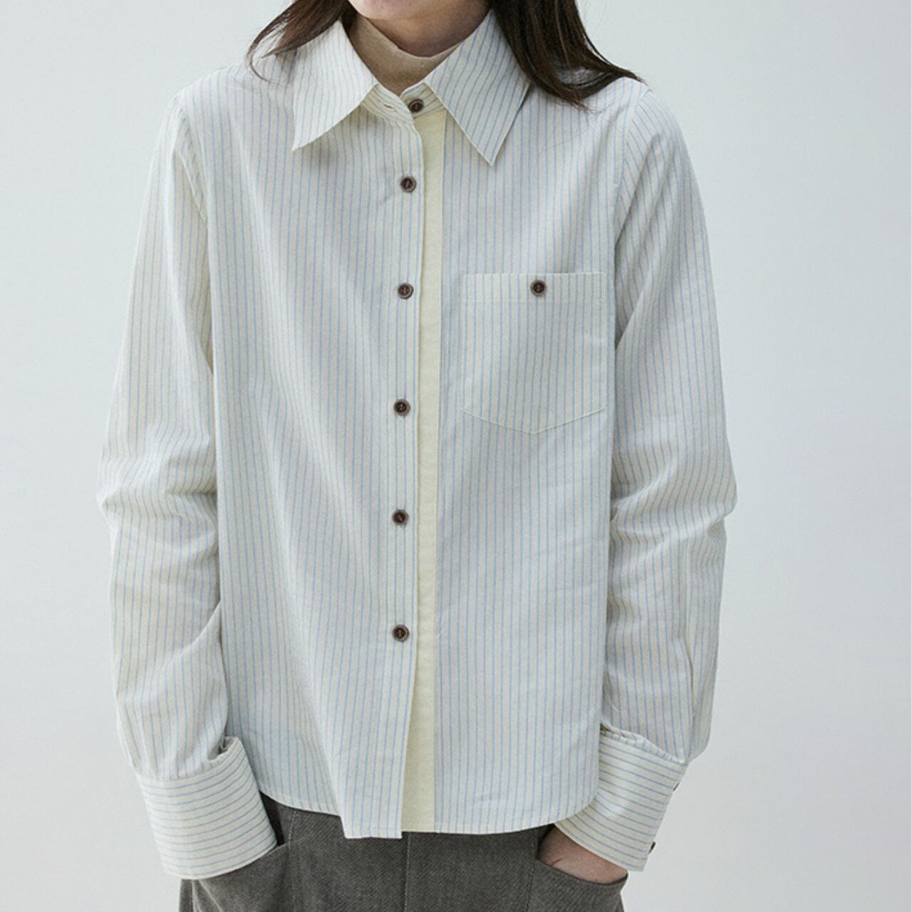 コントラストストライプシャツ a0394