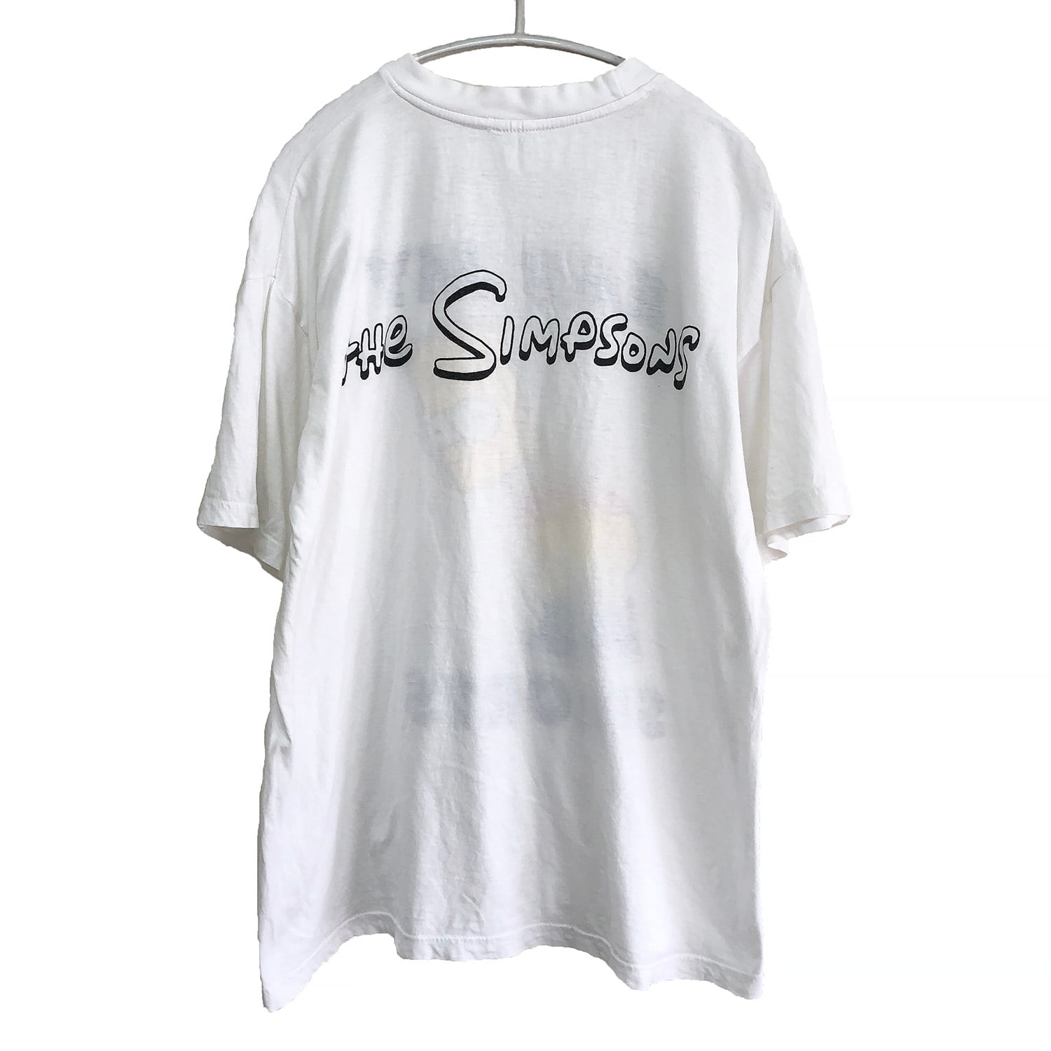 90S ヴィンテージ シンプソンズ バート キャラクター EAT MY SHORTS Tシャツ メンズL相当 白T THE SIMPSONS  TVアニメ 古着