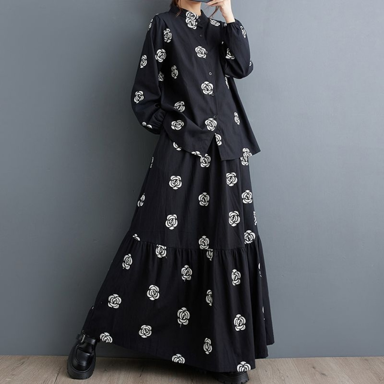 ローズ 刺繍 ツーピース 00003