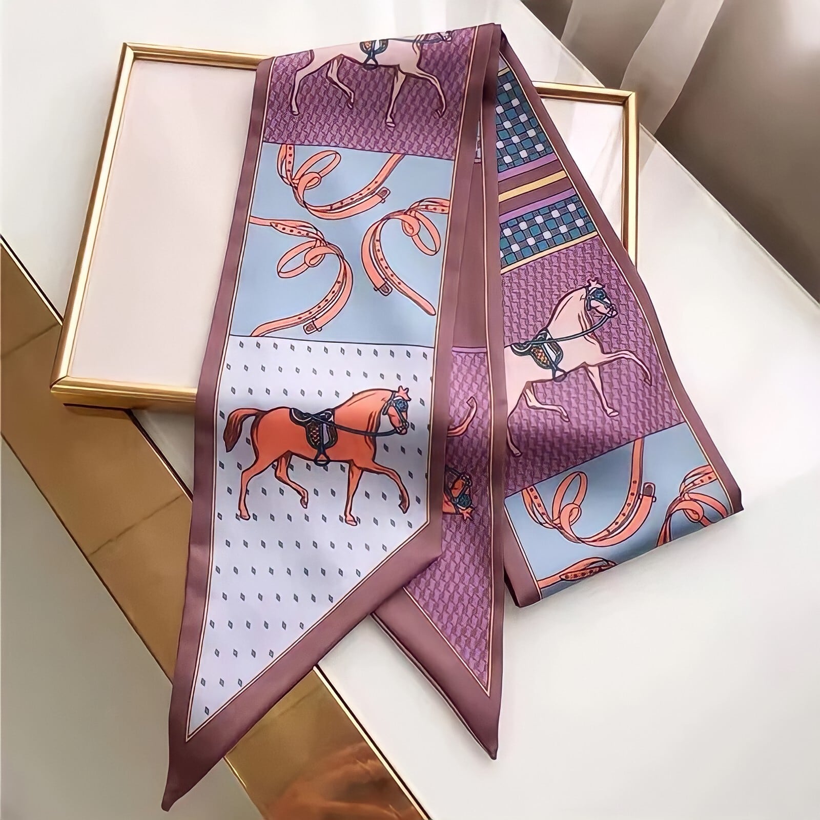 Horse motif 3color twilly