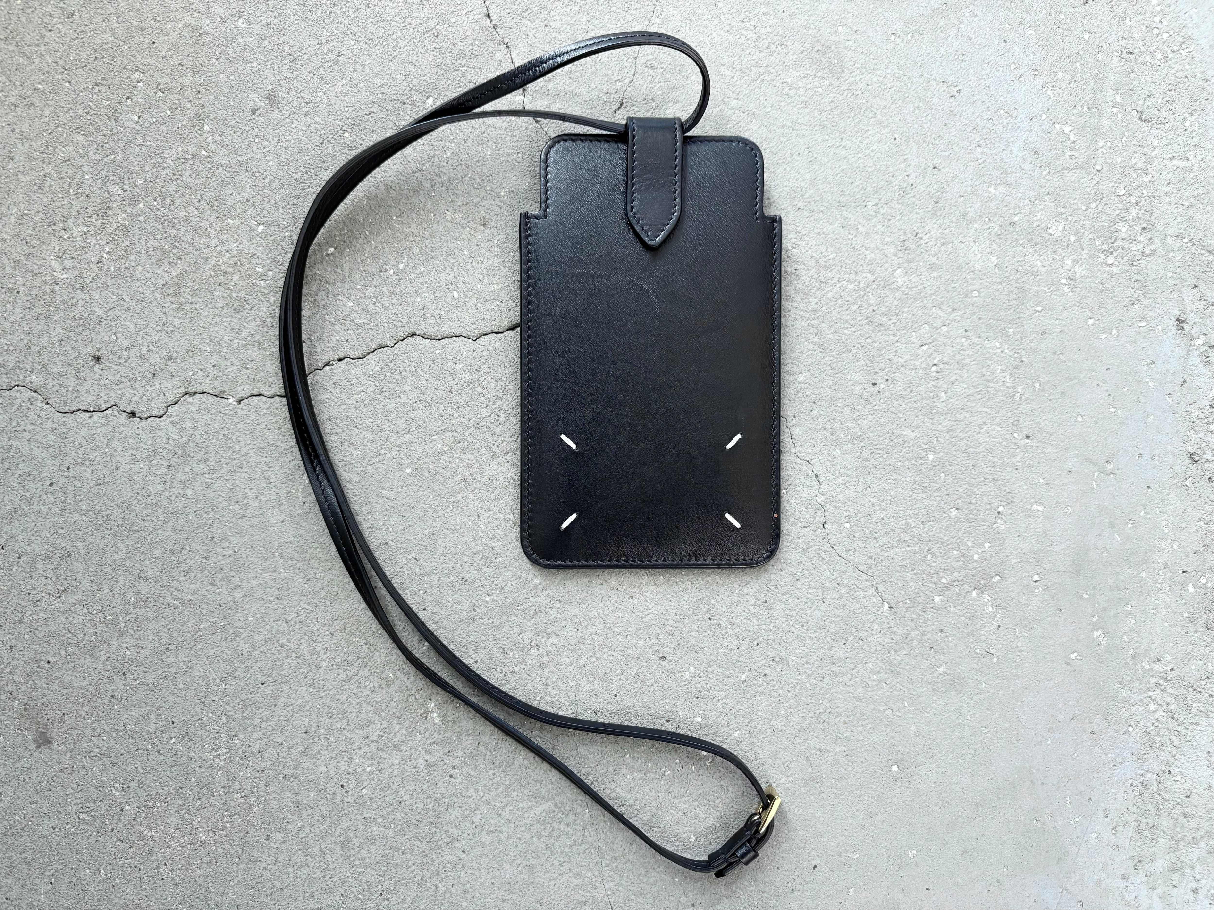 Maison Margiela leather shoulder phone pouch BLACK MADE IN ITALY