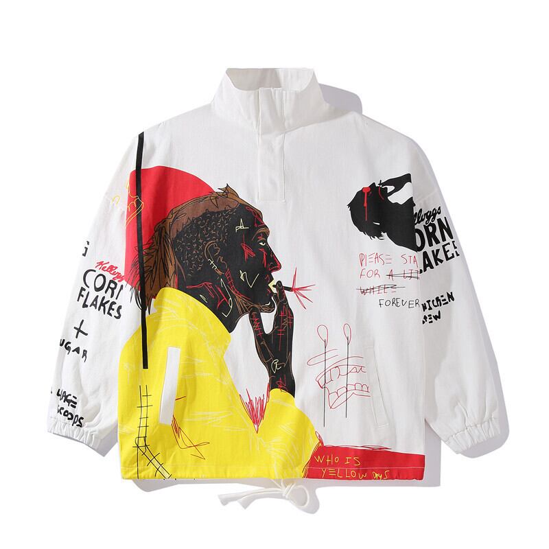 【新作】【送料無料】 Yidao Vintage 2020 Autumn ese Trend Street Hip Hop Print Stand Collar Jacket Men'sTop-アリババ ストリート オータム 秋物 ビンテージ hip6-161172403947585