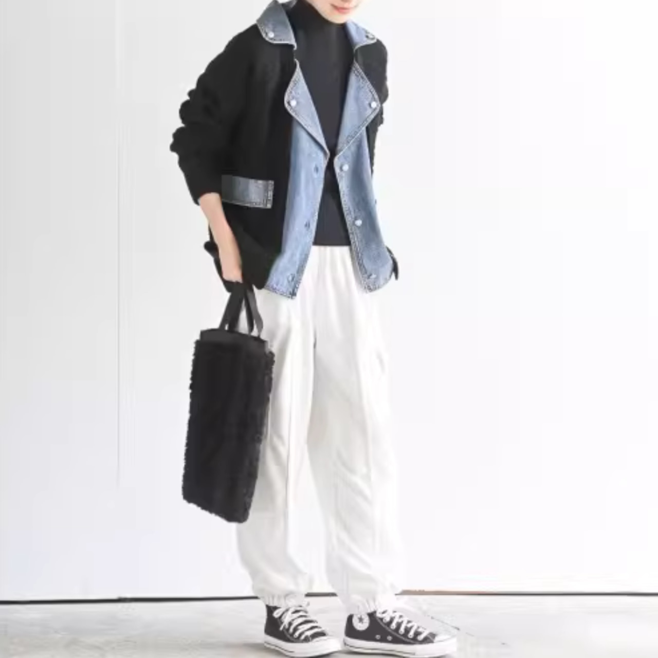 異素材ミックス ニット ジャケット 00095・画像2