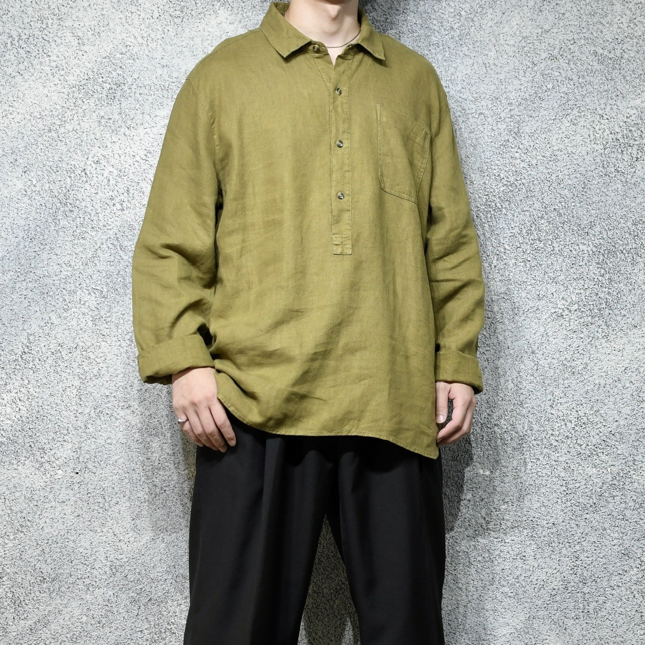 linen pullover shirt khaki