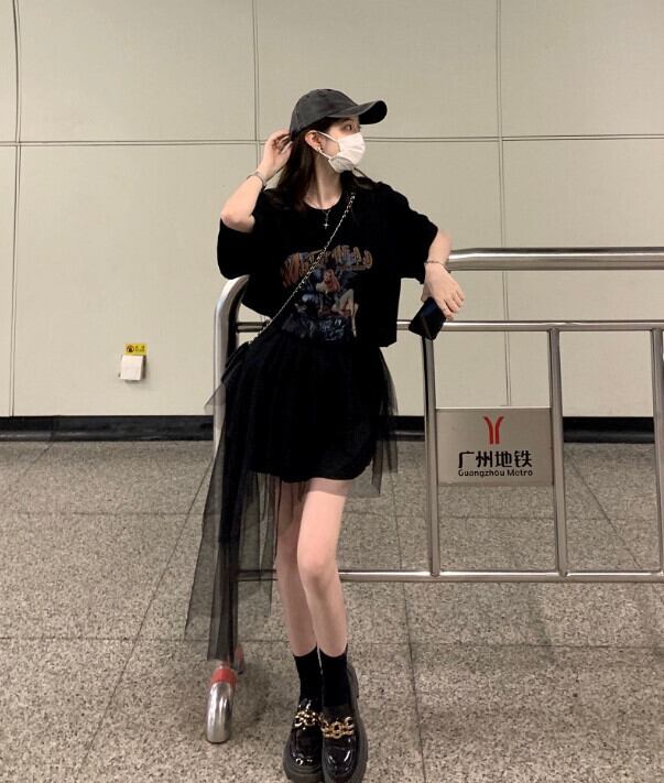 ダークサマーTシャツ スカート ストリート 夏物 モンロー78163899837