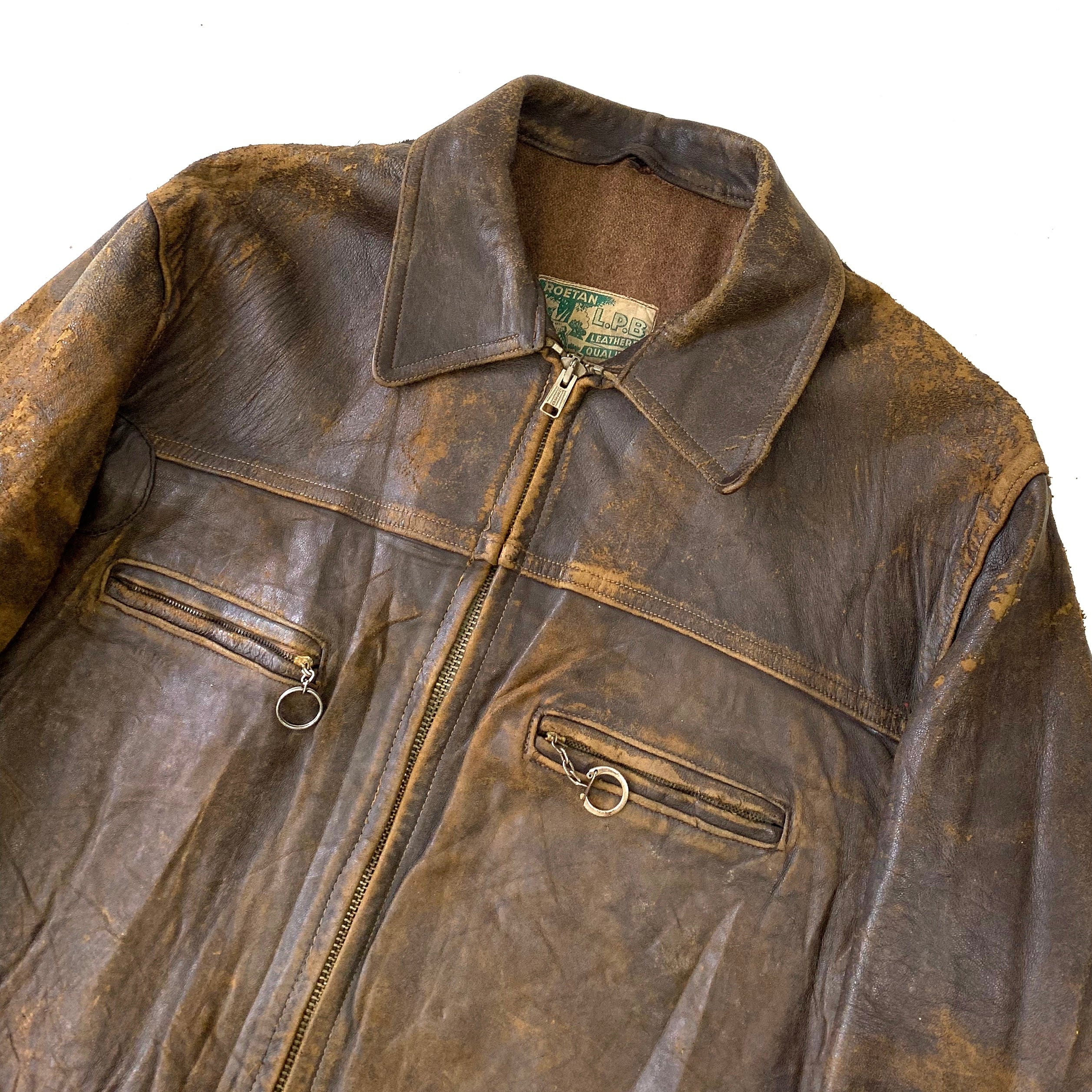 1950's German leather carcoat ブラウン レザー カーコート モーター