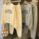 【2枚購入で 2oo円OFF!】2024新作 シンプル スウエット 裏起毛 セットアップ レディース レディースファッション 丸ネック Tシャツ トップス ワイドパンツ 二点セット 大きめサイズ
