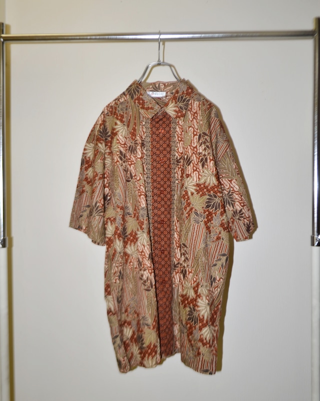 [L] AFRICAN BATIK SHIRT / BROWN