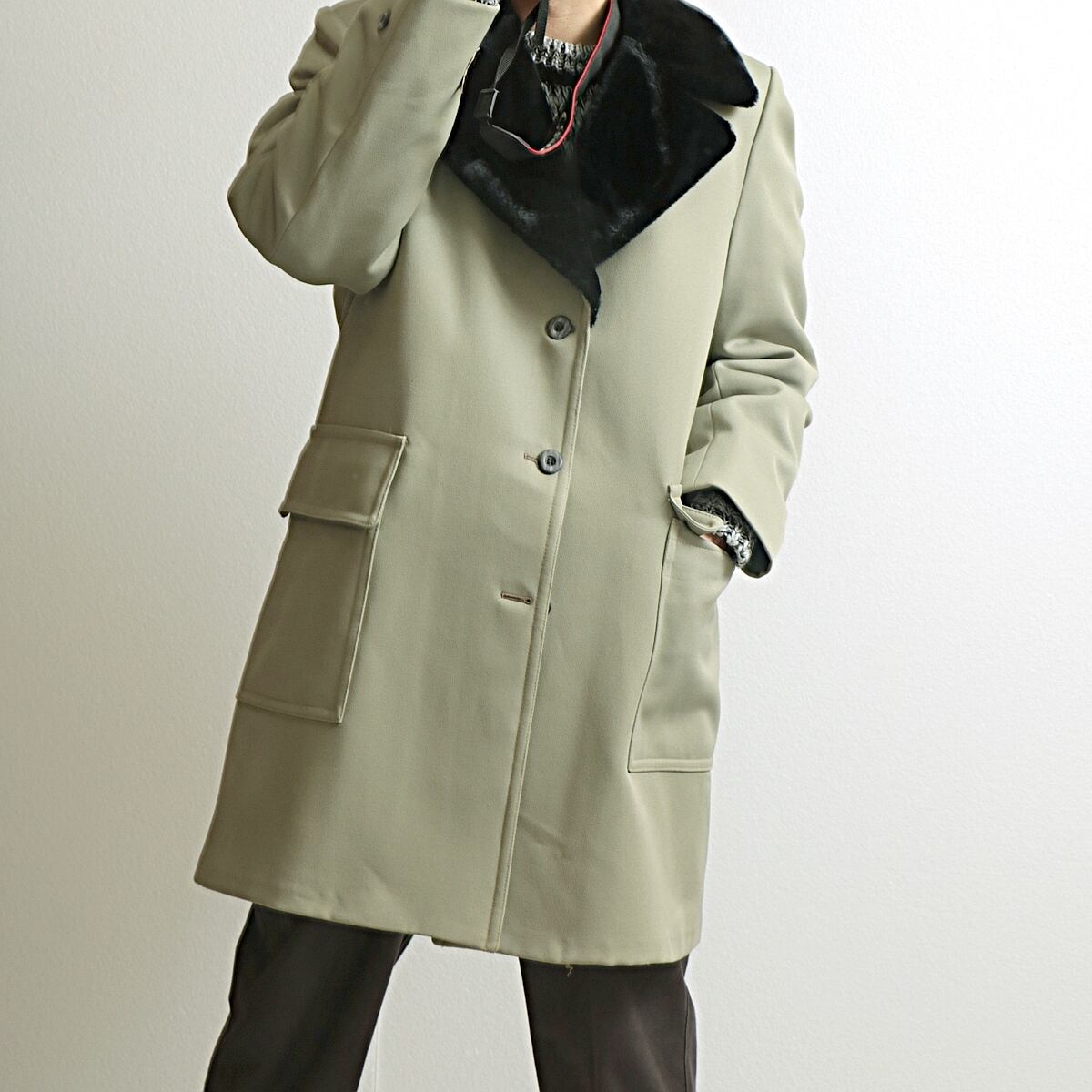 70s J.C.Penney 襟ボア ギャングコート 40R タグ付き