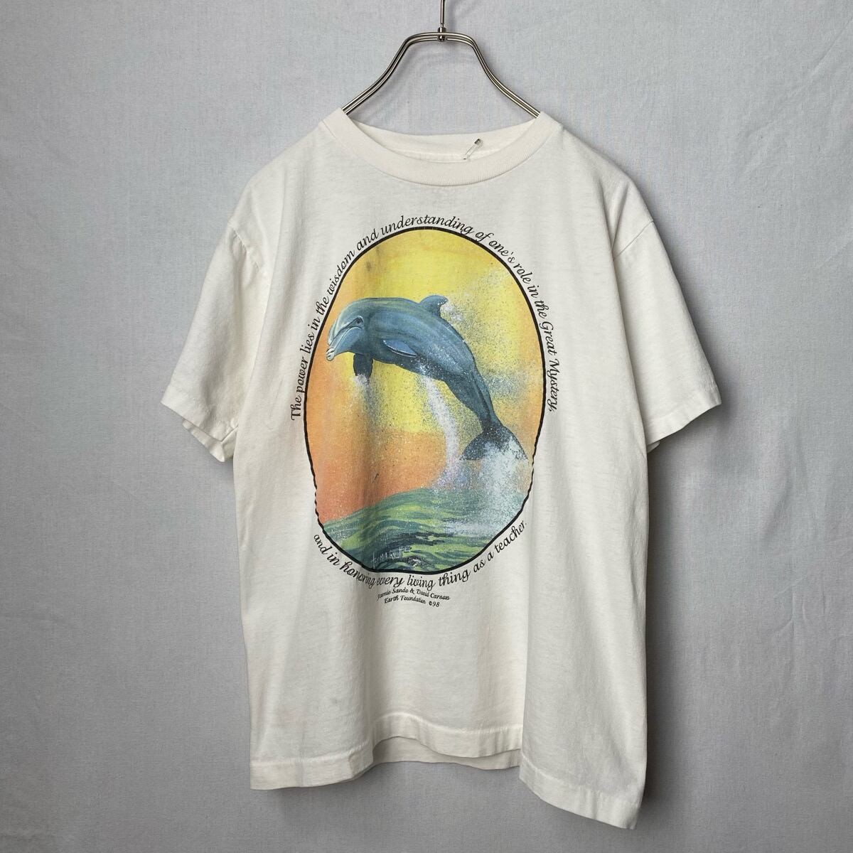 90s ヴィンテージ ビンテージ アート アニマル イルカ Tシャツ 白