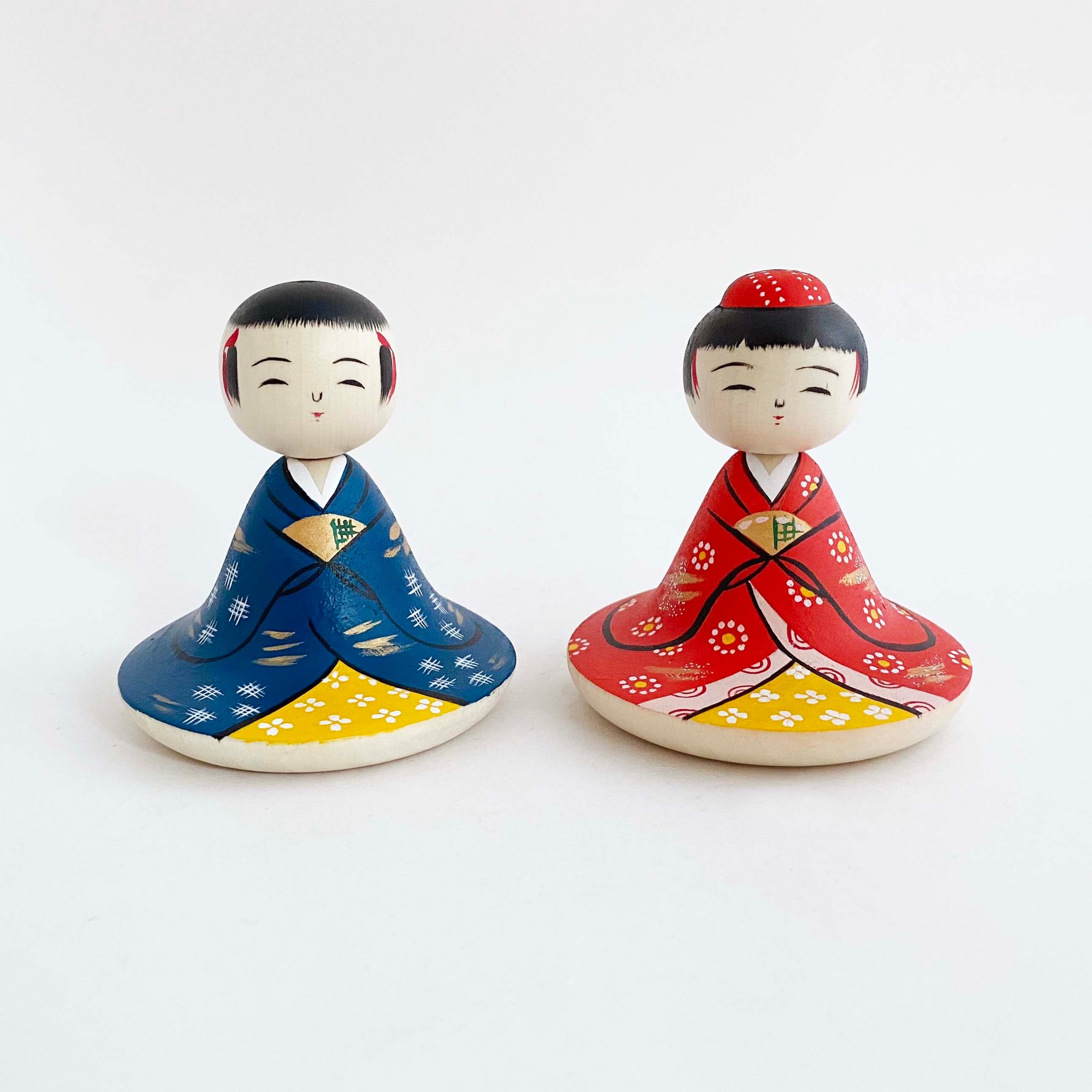 復刻 昭和の雛こけし（小ペア）描彩／笹原綾工人