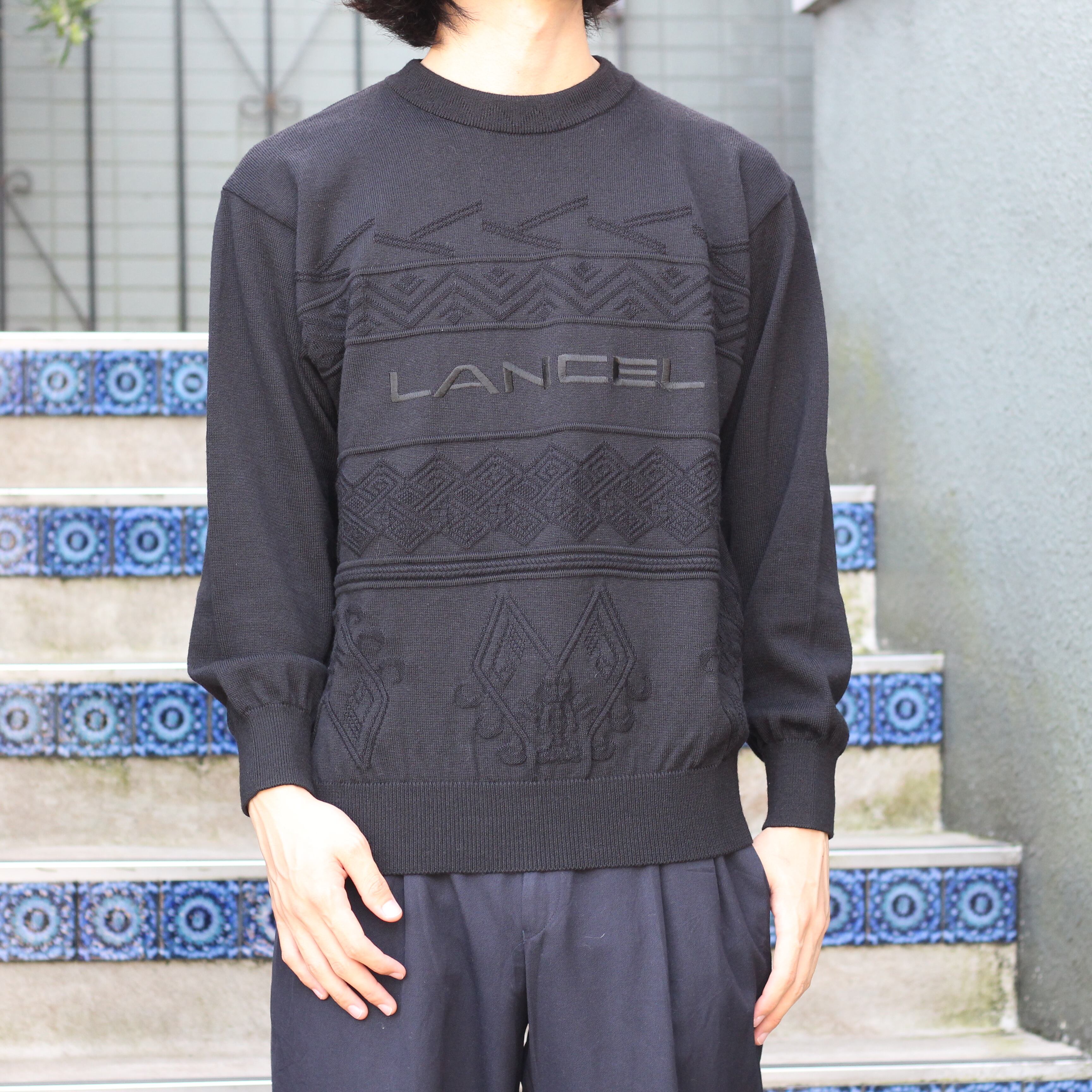 RETRO VINTAGE LANCEL レトロ古着ランセル3Dデザインニット-