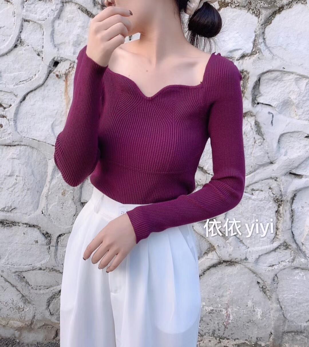 ウェーブカットデコルテ リブニット　AJ111-62