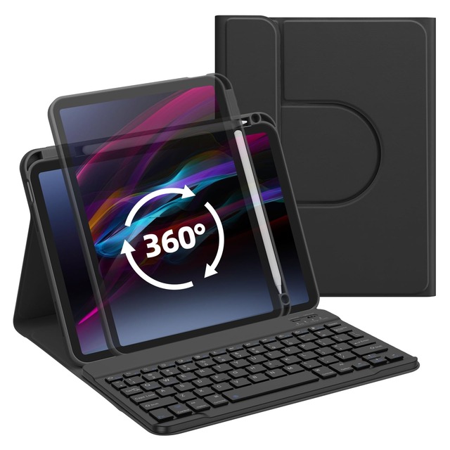 2025 iPad 第11世代 (A16) 適用 キーボード ケース BETTDOW 2022iPad10th/2025 11th 通用 一台三用ケース 横置き 縦置き 10th 10.9インチ 11th 11インチ A16 適用 分離式 ワイヤレス キーボード付きカバー 強力磁石 耐衝撃 多角度調整 傷つけ防止カバー ブラック
