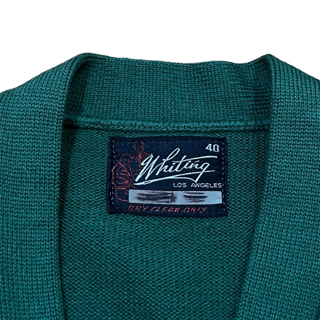 ~60's Whiting lettered cardigan