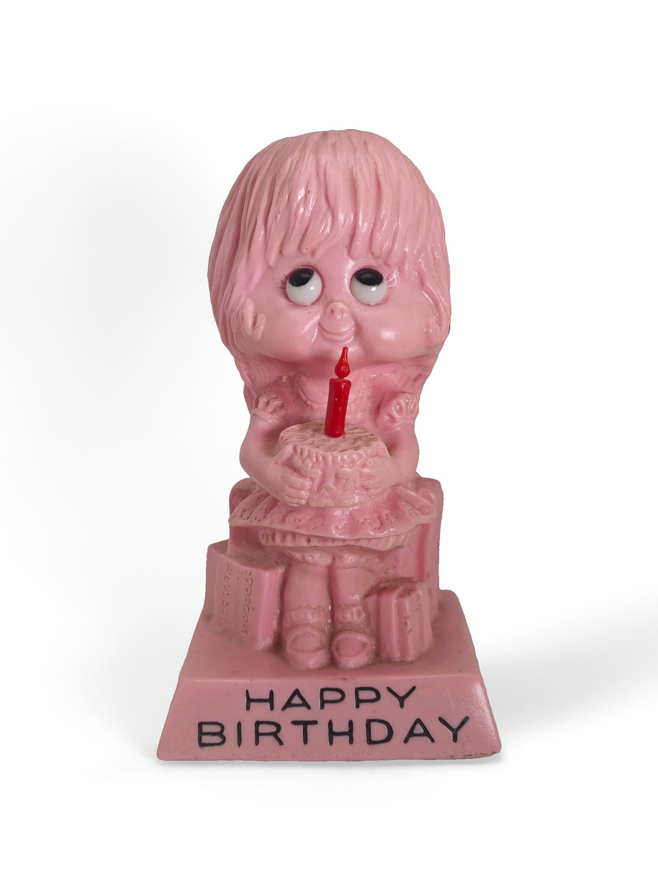 ヴィンテージ雑貨 HAPPY BIRTHDAY ピンクフィギュア