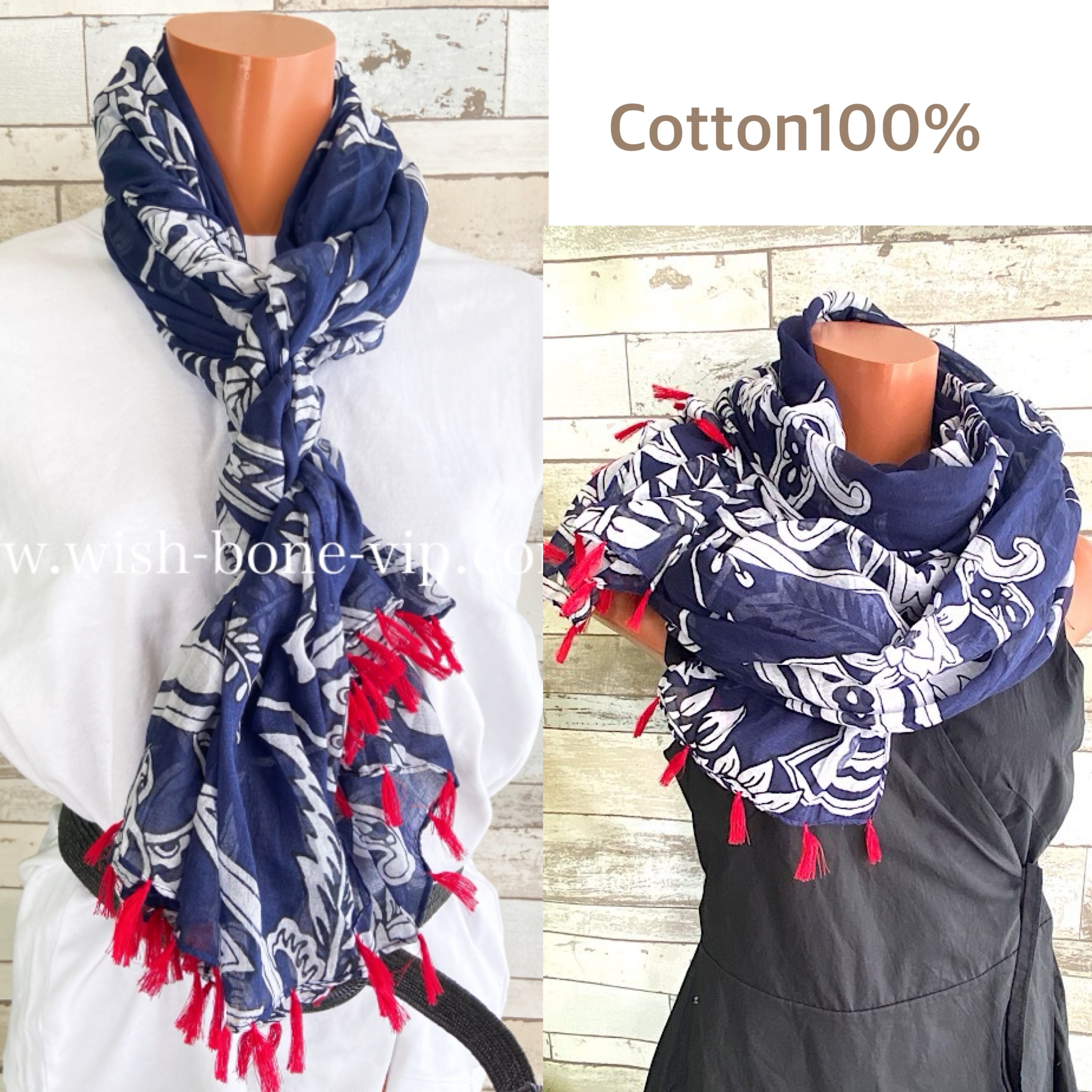 COTTON 100% コットン INDIAインポート大判ストール ｜ロングストール