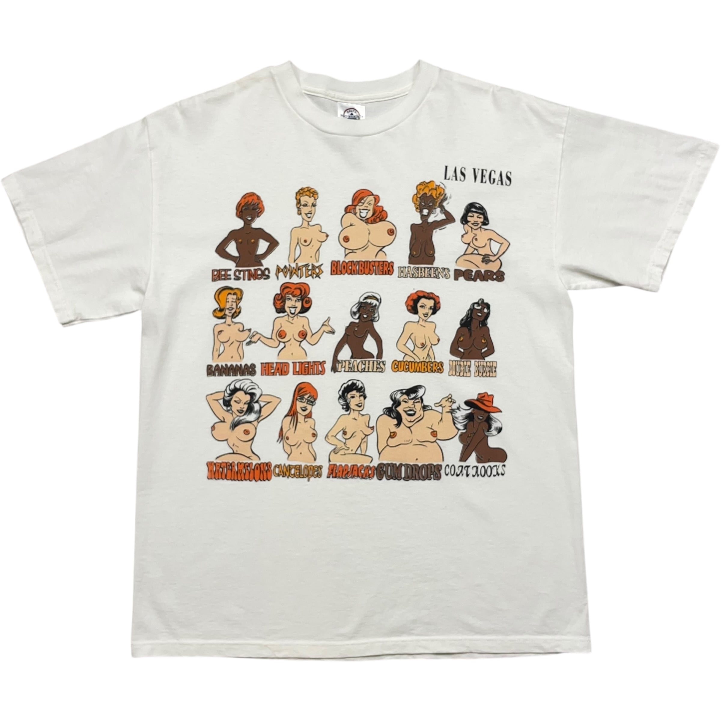 《L》 DELTA デルタ エロTシャツ おっぱい プリント ホワイト USA製 no.7944