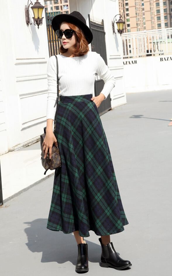 スカート ボトムス ロングスカート プリーツスカート ロング ロング丈 ストレート Aライン ハイウエスト かわいい 大人可愛い カジュアル おしゃれ お洒落 レトロ 大人女子 こなれ感 柄 チェック柄 秋 冬 40代 レディース 女性用 デート お出かけ 女子会 休日 イベント 旅行 普段使い ファッション コーデ スタイル サイズ S M L XL 2XL 赤 レッド 緑 グリーン