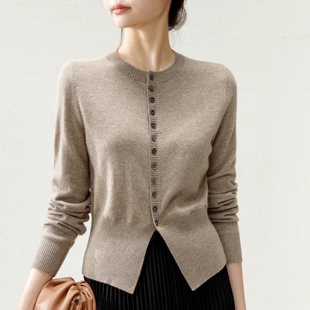 round neck full button knit cardigan(2color)＜t1701＞