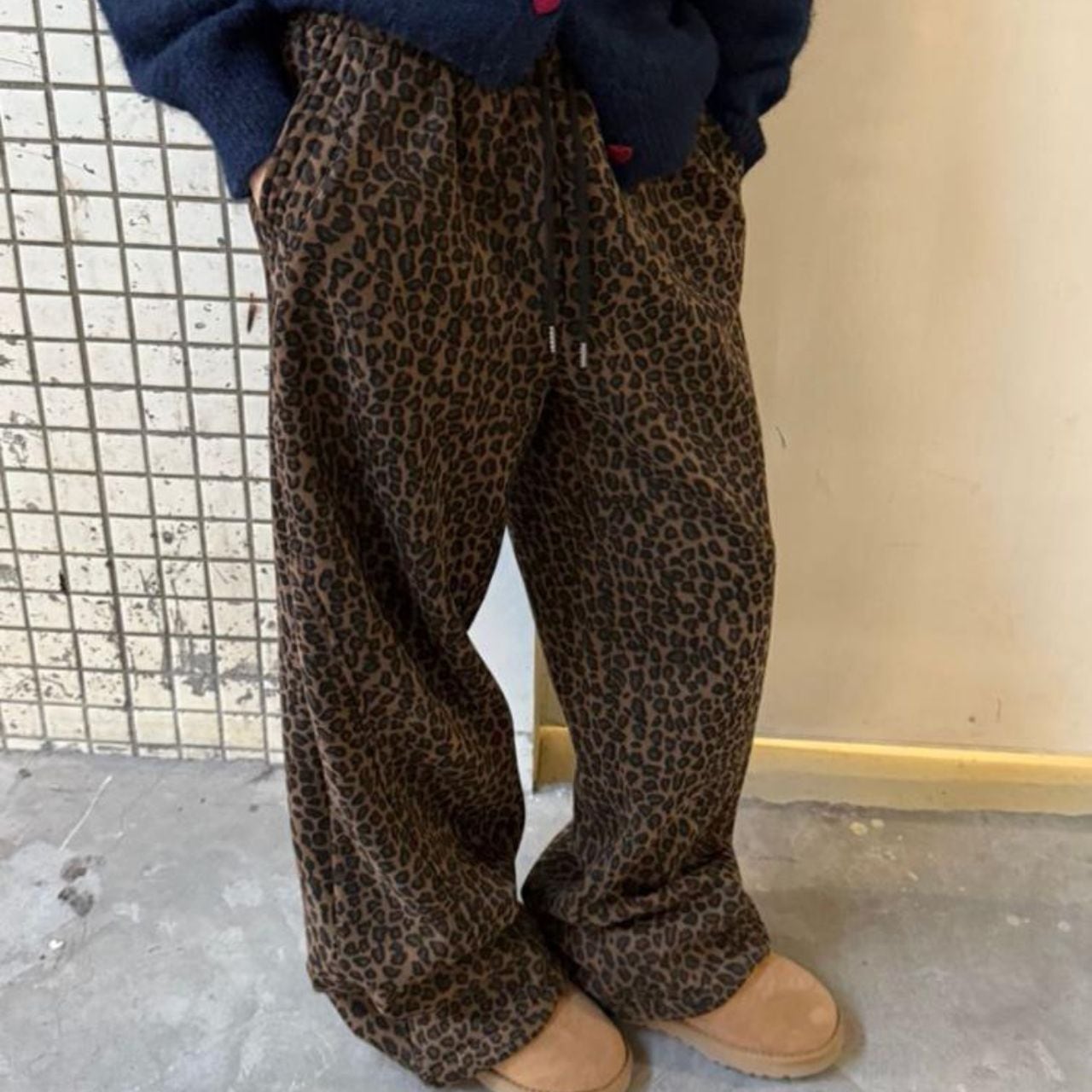 レオパードルーズワイドウォームパンツ R00725