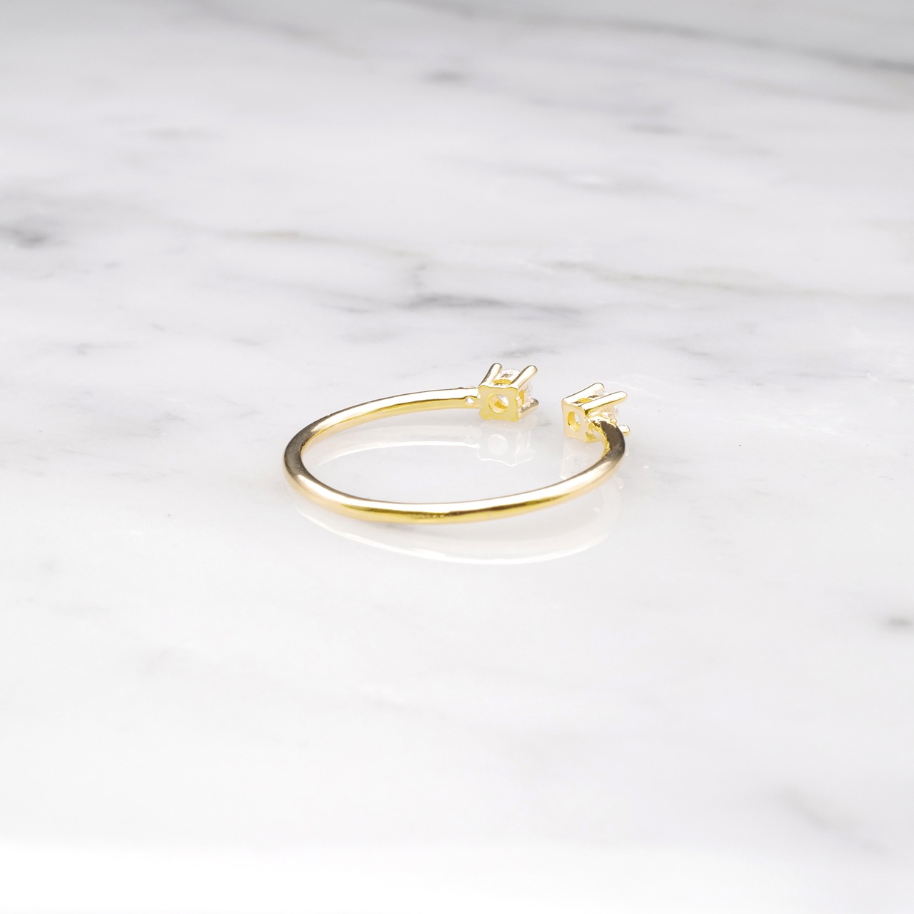 S925 DOUBLE MINI ZIRCONIA OPEN RING GOLD 6