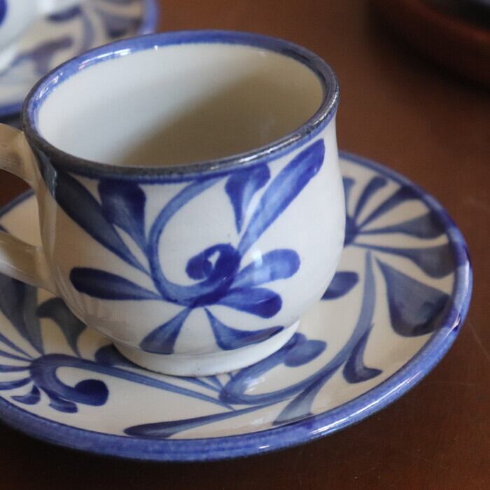 No.72　新品　やちむん　カップ&ソーサー やちむんデミタスカップ＆ソーサーセット【西表焼 青烽窯】