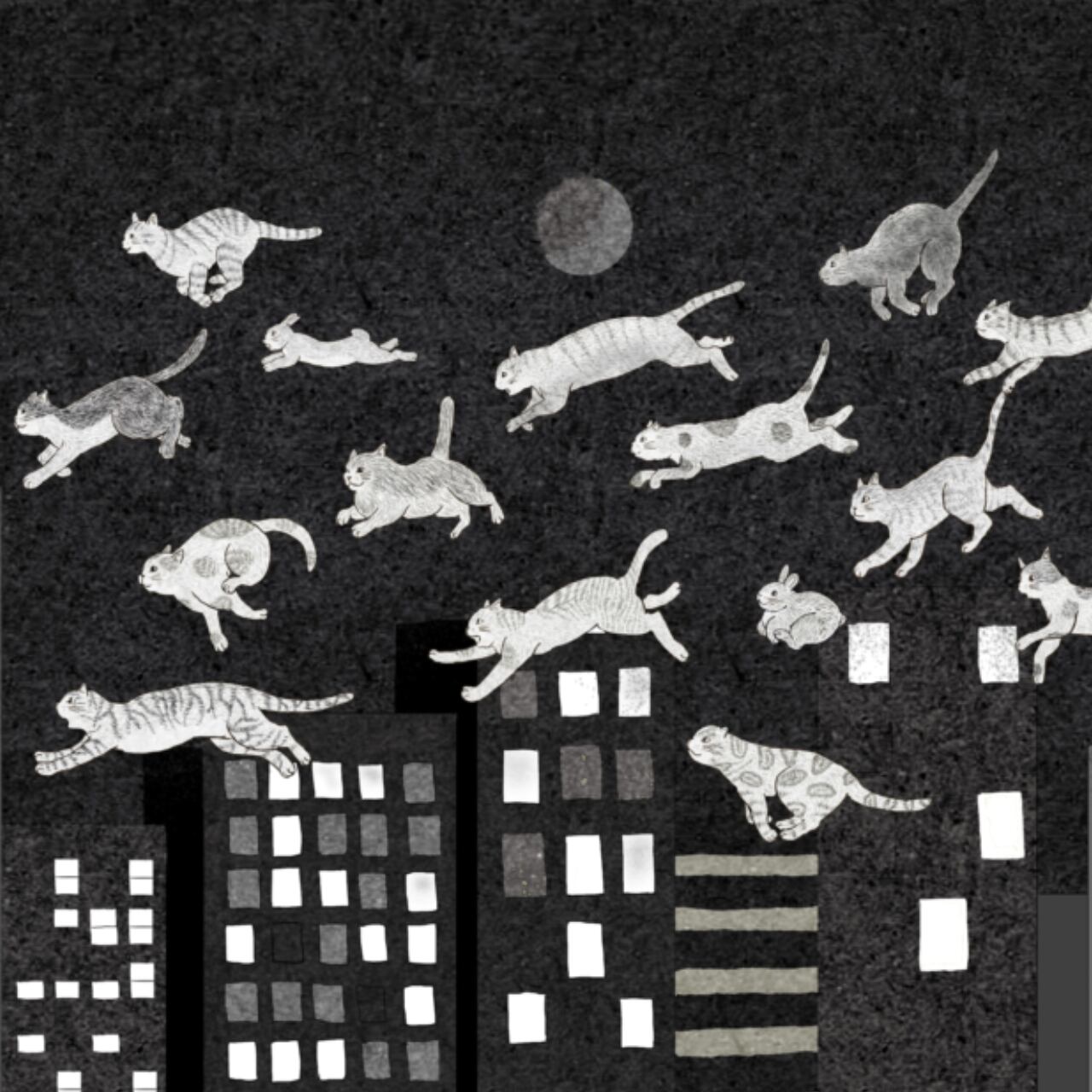 夜明け前の猫たち|イラストペーパー(ダウンロード版)