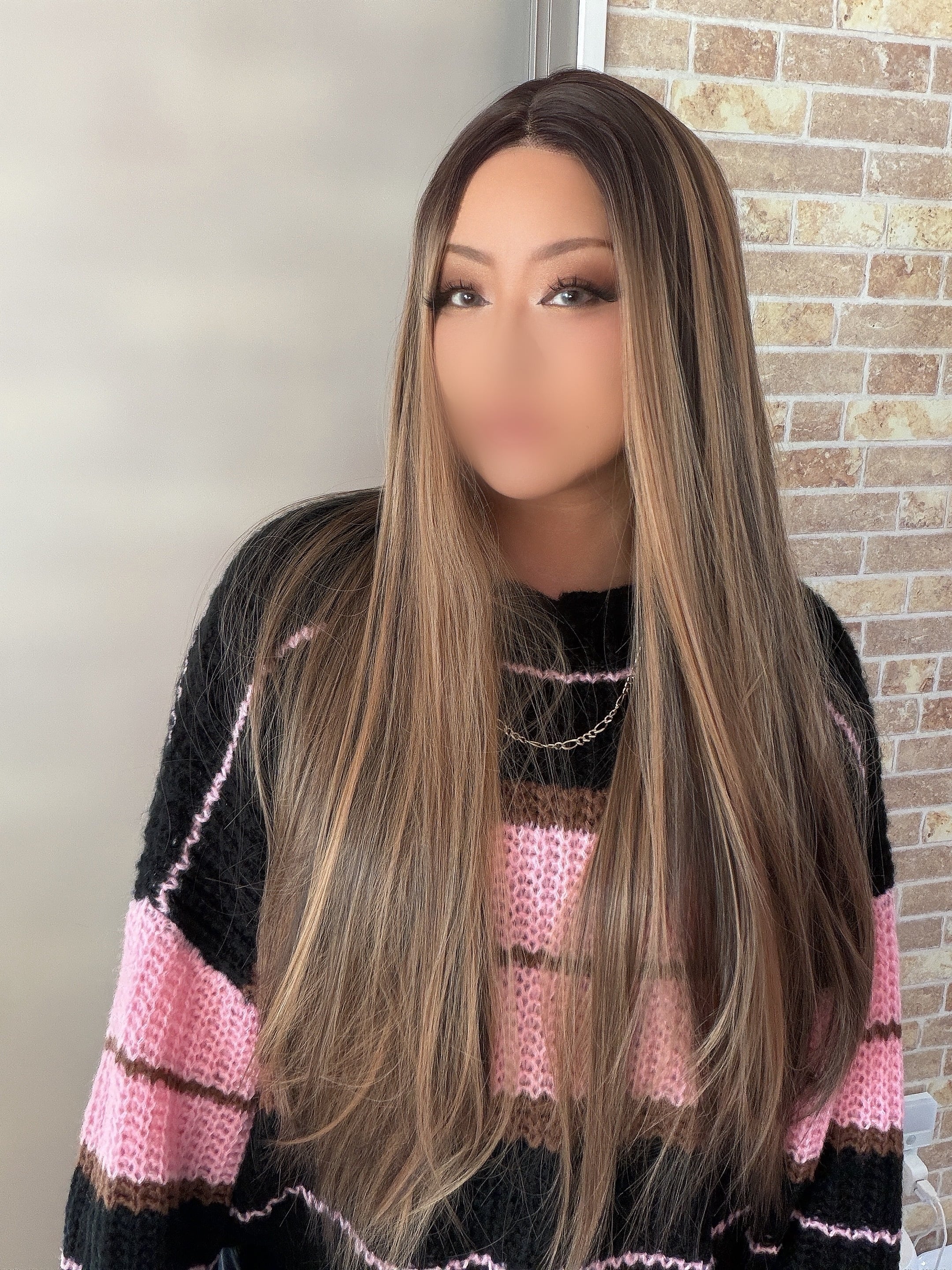 レースフロント☆ハイライトカラーロングストレートウィッグ | PEKOPON