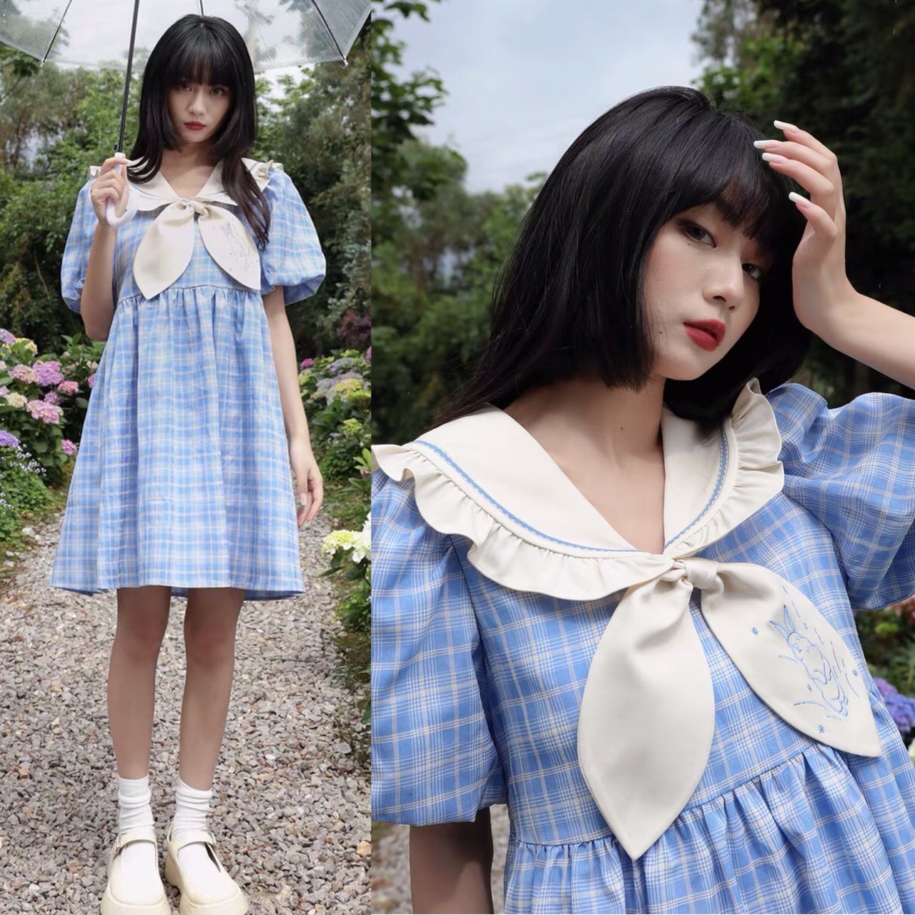 ワンピース 水色 セーラー スクール 制服 花柄 秋葉原 ワンピース 赤 