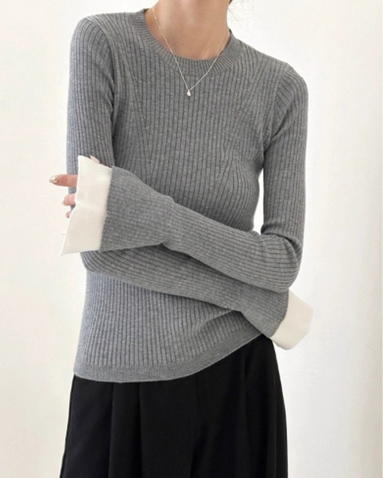 スリーブコントラストリブニット 2color  A0527 - 12