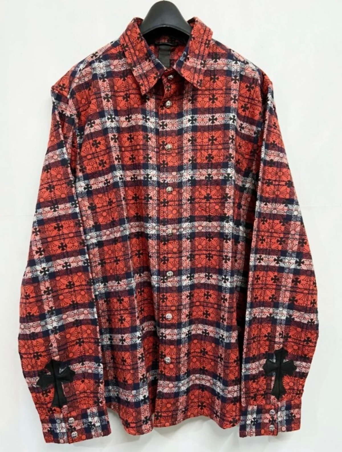 CHROME HEARTS クロムハーツ Loose end check shirts Red ルーズエンド  