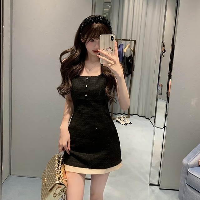 Fitted Waist Black Dress