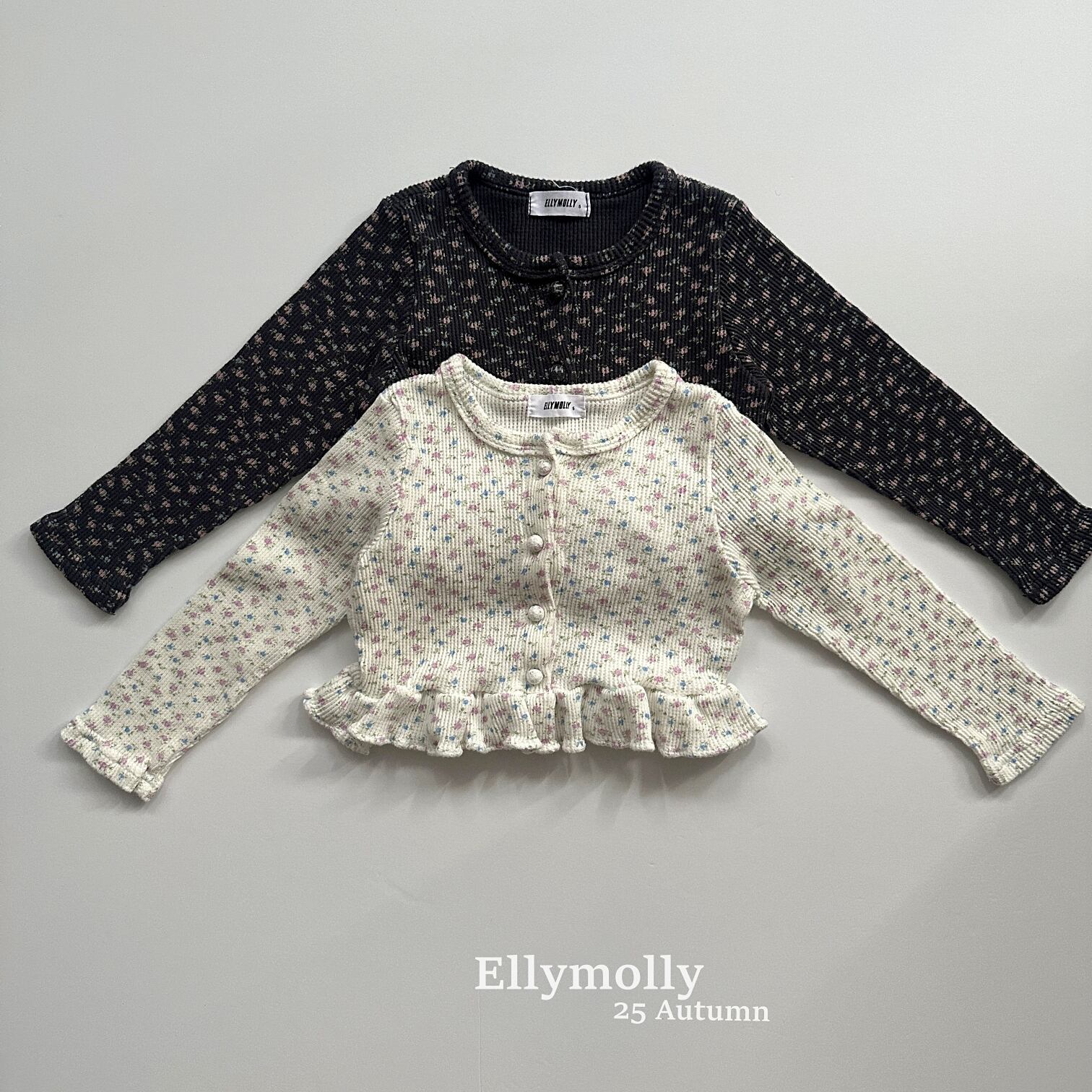 «Sold out»«ジュニアサイズあり»«elly molly» フリルワッフルカーディガン 2colors