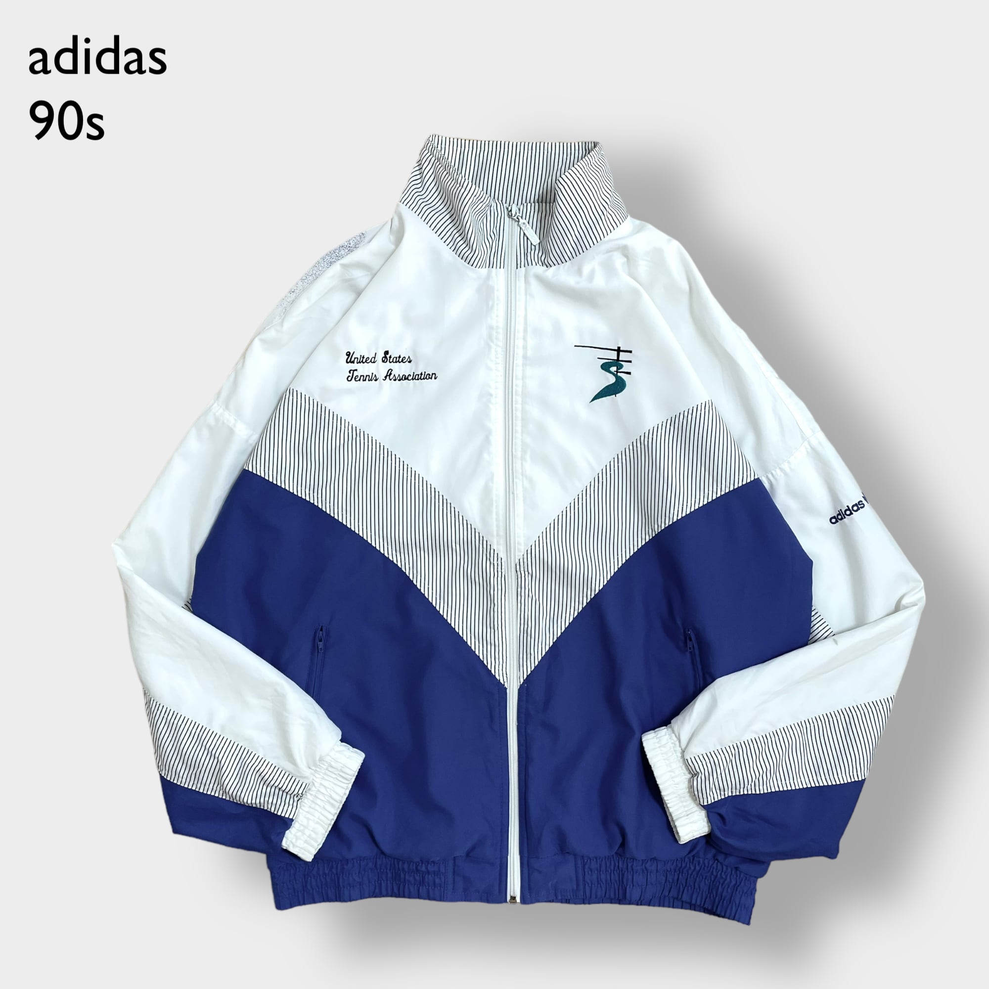 90's adidas アディダス ナイロン中綿ベスト 万国旗タグ M Y2K