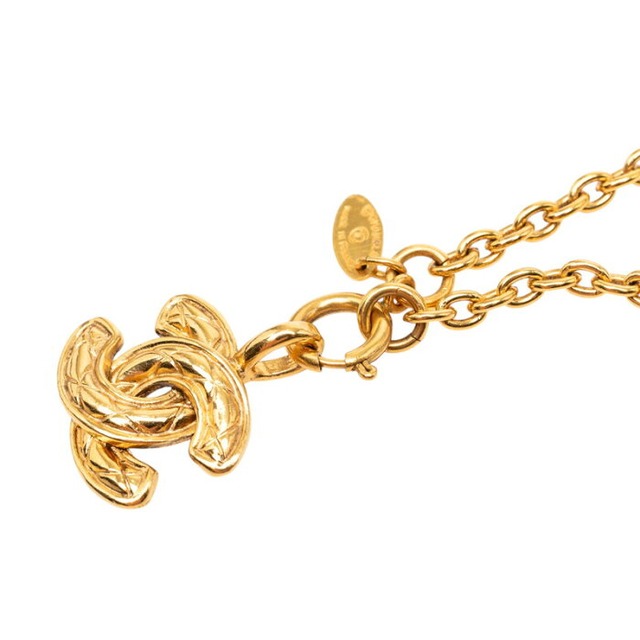 シャネル マトラッセ ココマーク チェーン ペンダント ネックレス ゴールド メッキ レディース CHANEL 【中古】