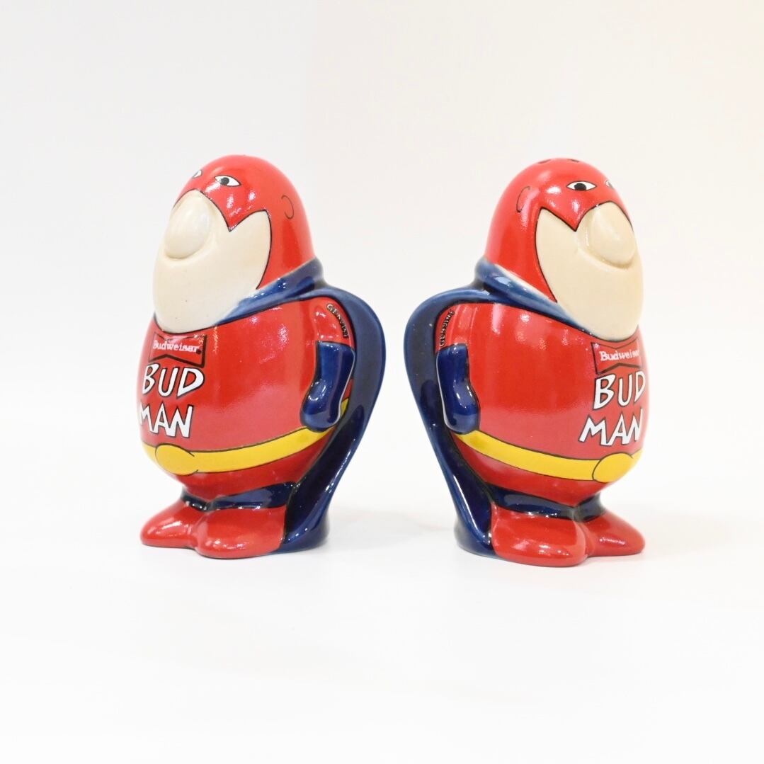 バドマン バドワイザー ソルト&ペッパーシェイカー 80's Bud Man Budweiser Salt & Pepper Shakers | Button Works