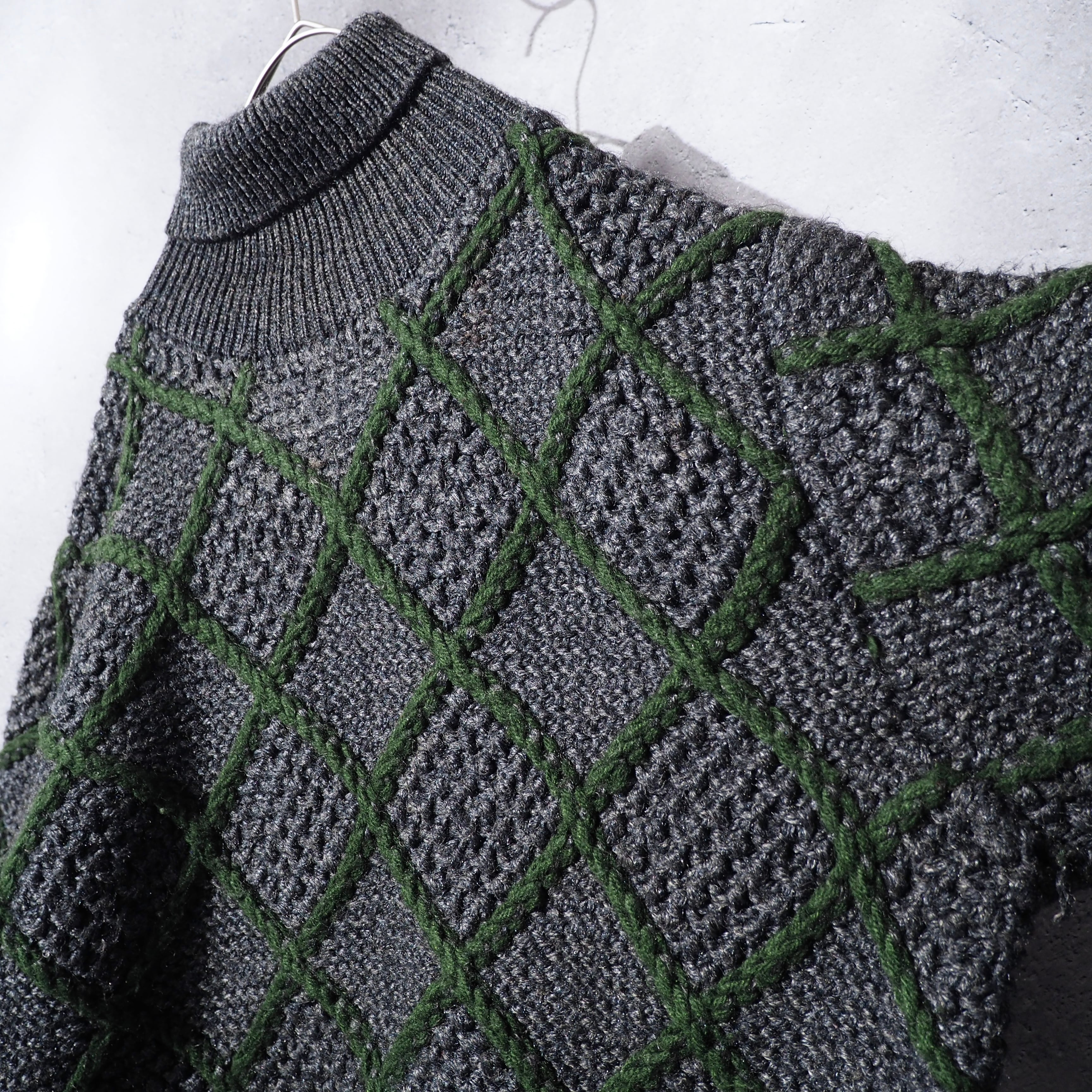 " Lawton " 3D net pattern vintage loose hand knit